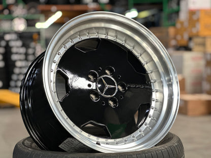 New 17X8 ET25 17X9.5 ET25 Mercedes Aero Classic (4 wheel) Black 5X112