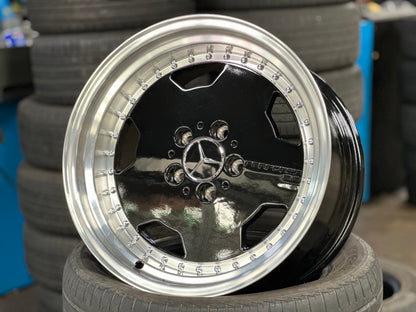 New 17X8 ET25 17X9.5 ET25 Mercedes Aero Classic (4 wheel) Black 5X112