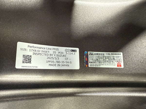 New 17x8 ET35 Enkei Racing PF05 Japan Rim (4 wheel) Dark Silver 5x114.3