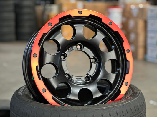 New 15 LEHRMEISTER LMG CS-9 Rim (5 wheel) Black Red 5x139.7 (5 pcs)