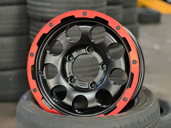 New 15 LEHRMEISTER LMG CS-9 Rim (5 wheel) Black Red 5x139.7 (5 pcs)