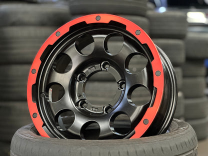 New 15 LEHRMEISTER LMG CS-9 Rim (5 wheel) Black Red 5x139.7 (5 pcs)