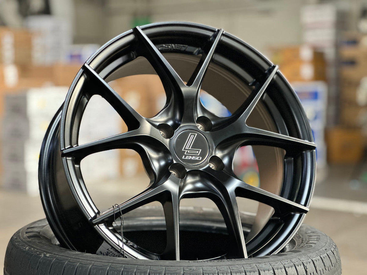 New 16X7 ET35 Lenso Jager Dyna Rim (4 wheel) Matt Black 4X100