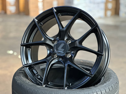 New 16X7 ET35 Lenso Jager Dyna Rim (4 wheel) Matt Black 4X100