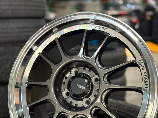 New 16X7.5 ET38 Konig Hypergram Rim (4 wheel) Gloss Black Polished Lip 4X100