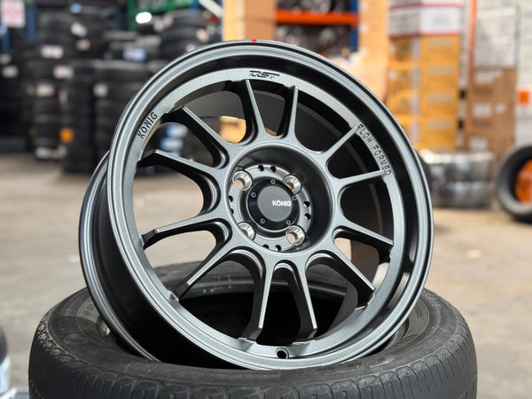 New 16X7.5 ET38 Konig Hypergram Rim (4 wheel) Matt Gun Metal 4X100
