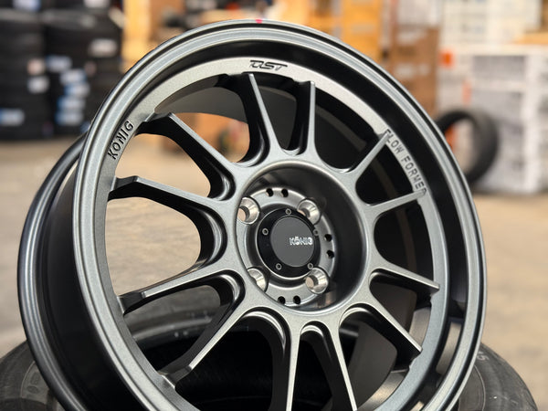 New 16X7.5 ET38 Konig Hypergram Rim (4 wheel) Matt Gun Metal 4X100