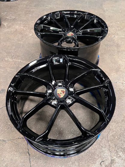 New 20x8.5 ET48 20x10.5 ET43 Overdrive Forged GT4 Porsche (4 wheel) 5x130 Gloss Black