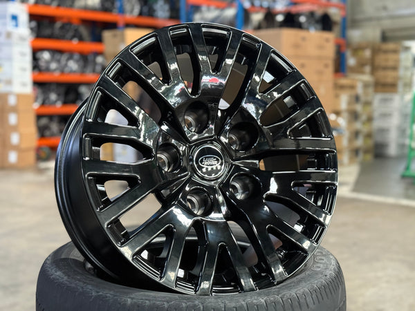 New 18X9 ET0 Land Rover Defender Kahn Design Rim (5 wheel) Gloss Black 5X165