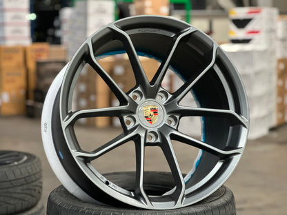 New 20x8.5 ET48 20x10.5 ET43 Overdrive Forged GT4 Porsche (4 wheel) 5x130 Matte Gunmetal