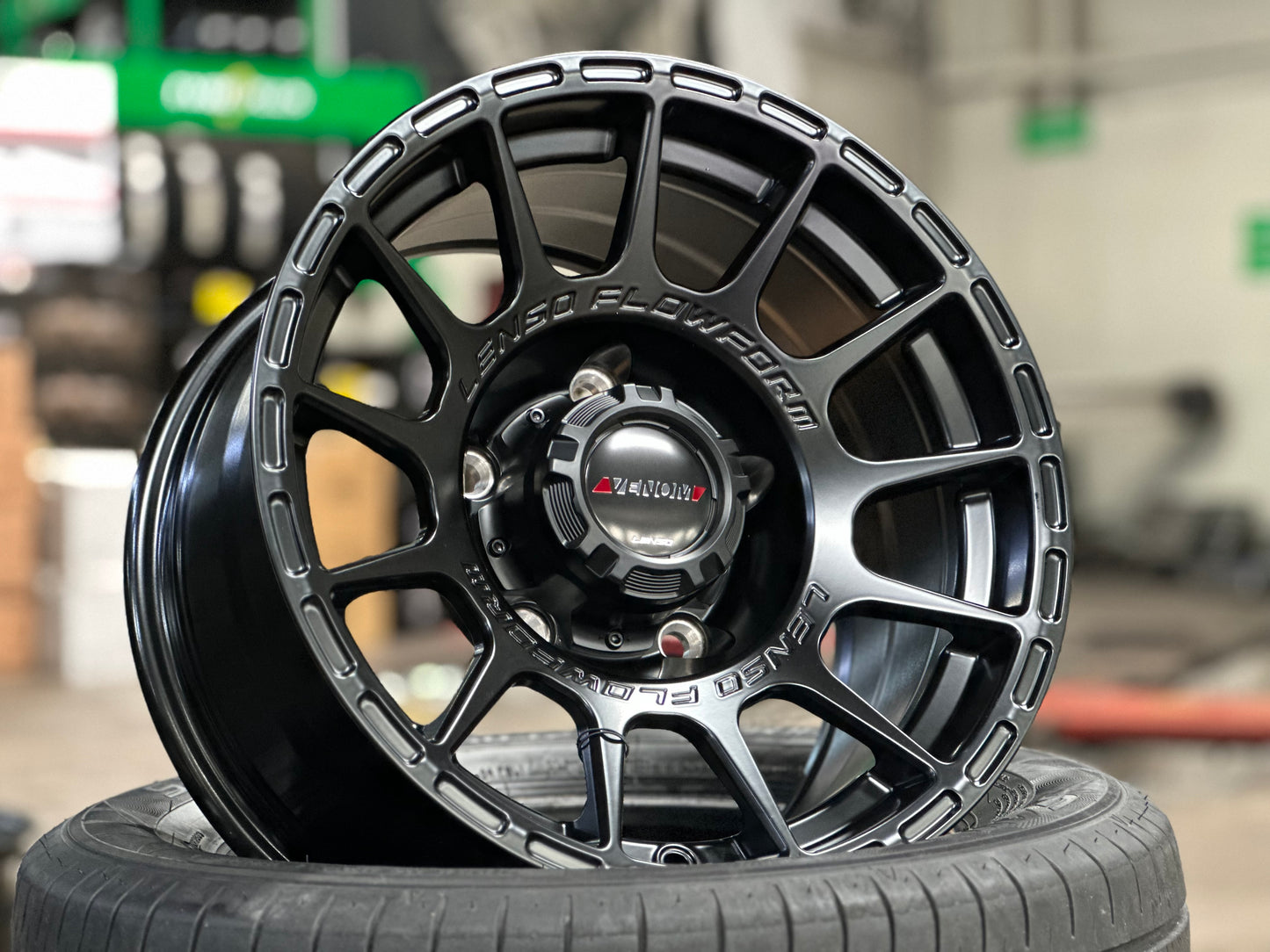 New 15x8 ET-6 Lenso Venom 7 Flow Formed Rim Satin Black (5 PCS) 5x139.7