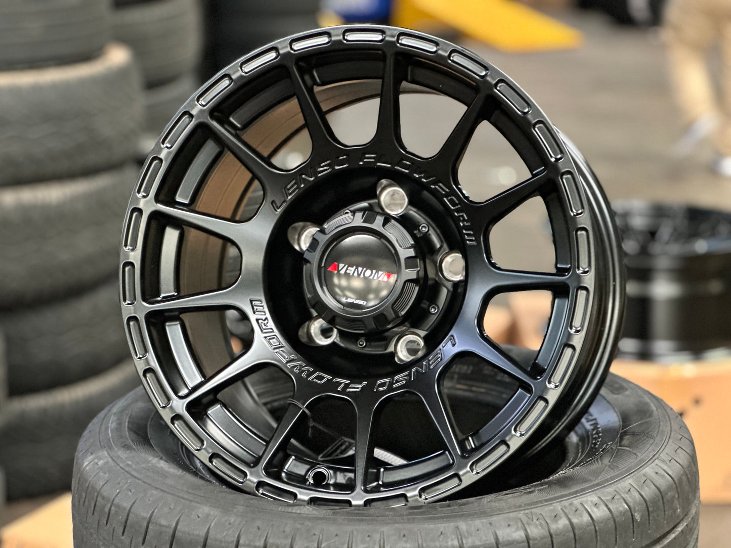 New 15x8 ET-6 Lenso Venom 7 Flow Formed Rim Satin Black (5 PCS) 5x139.7