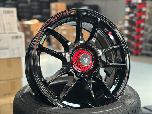 New 16x7 ET35 Lenso VNK Rim (4 wheel) Gloss Black 4x114.3