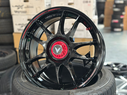 New 16x7 ET35 Lenso VNK Rim (4 wheel) Gloss Black 4x114.3