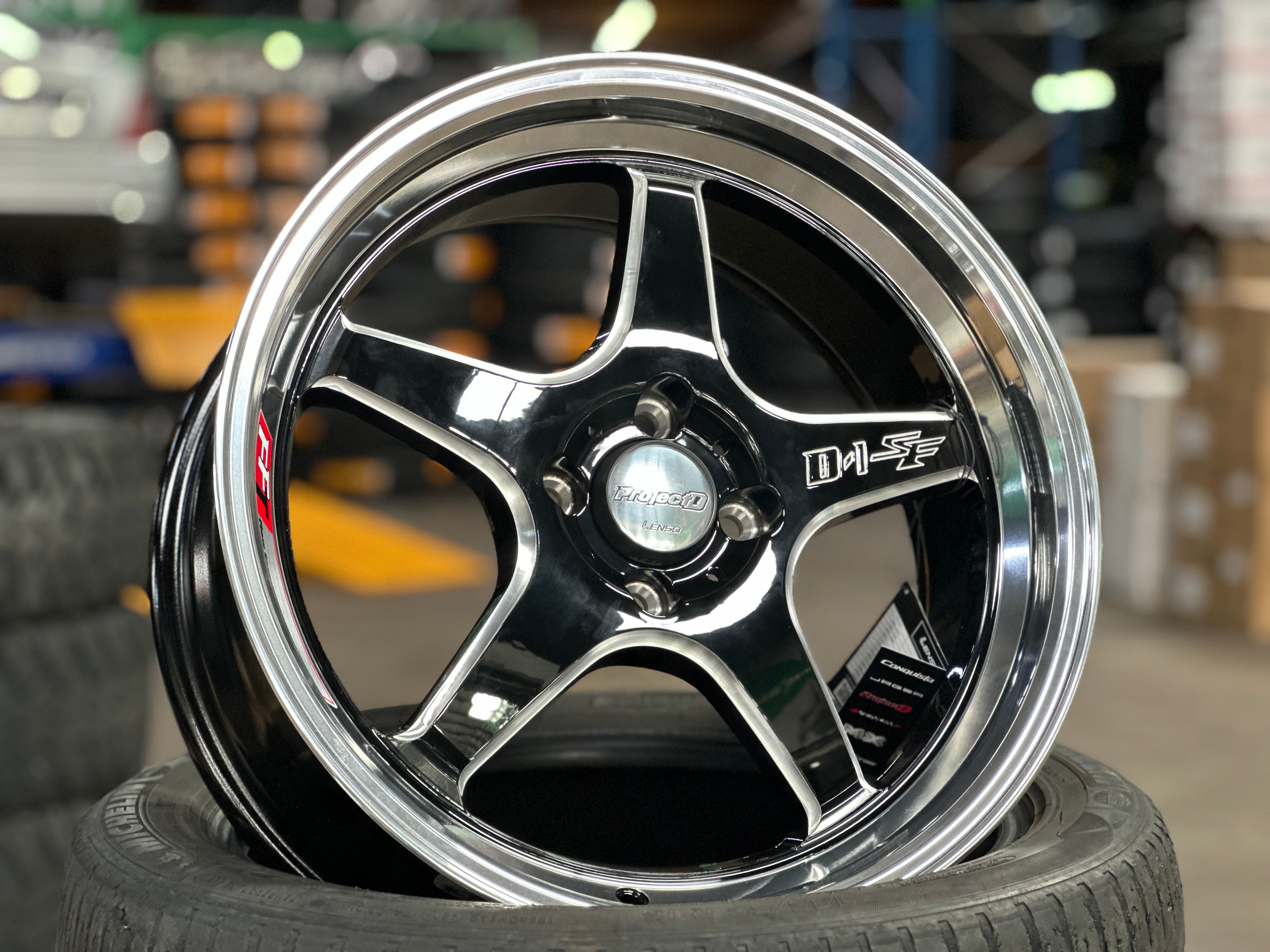 New 17 Lenso D1SF Rim (4 wheel) Black Polished Lip 4X100 – King of Rims