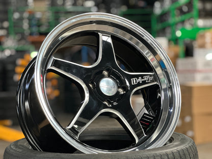 New 17 Lenso D1SF Rim (4 wheel) Black Polished Lip 4X100