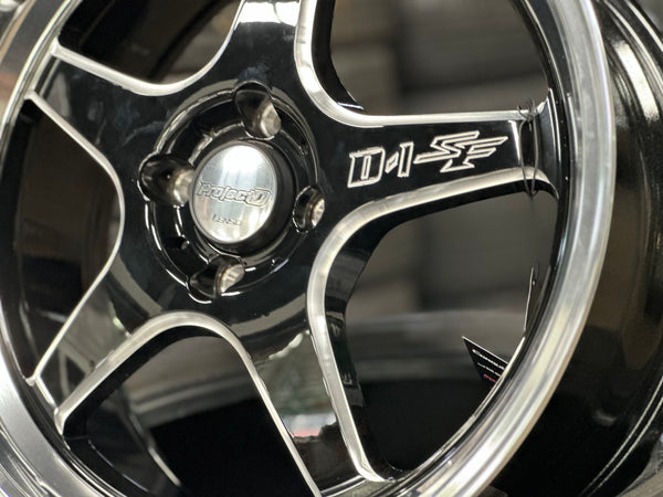 New 17 Lenso D1SF Rim (4 wheel) Black Polished Lip 4X100