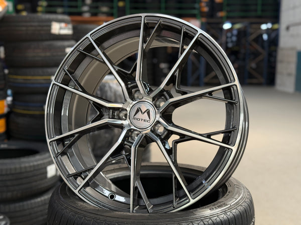 New 19x8.5 ET43 Motec MCR7 Rim (4 wheel) Gun Metal Polished 5x112