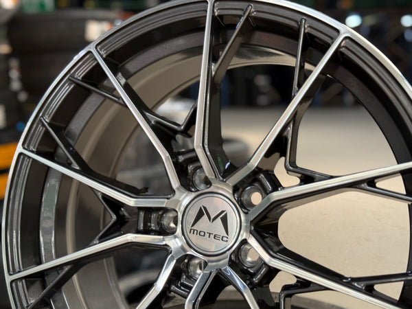 New 19x8.5 ET43 Motec MCR7 Rim (4 wheel) Gun Metal Polished 5x112