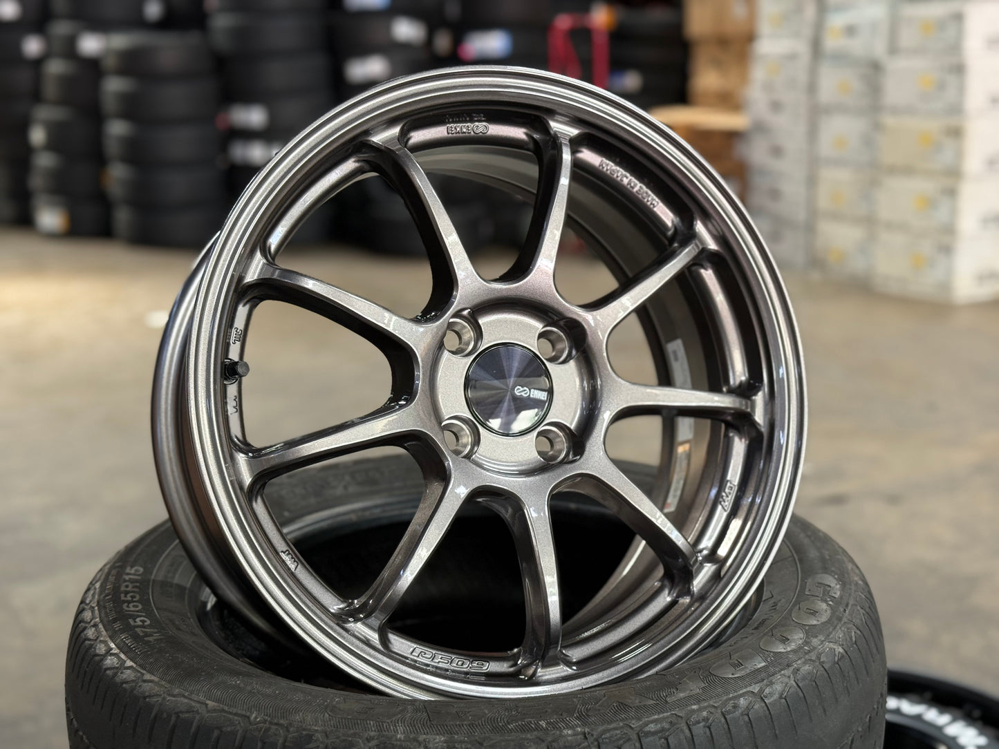 New 16X7 ET45 Enkei Racing PF09 Rim (4 wheel) Dark Silver 4X100
