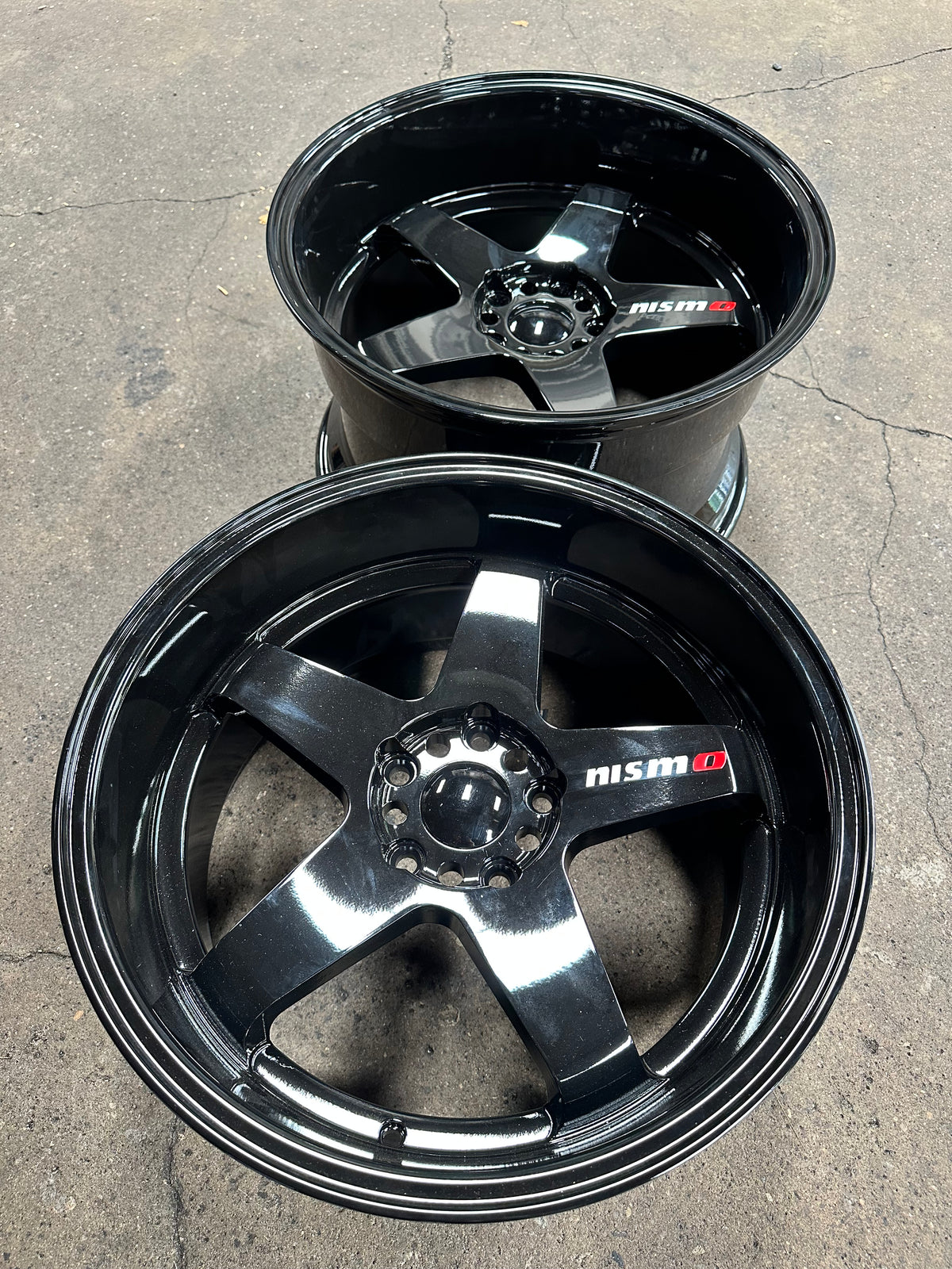 New 18x9.5 ET10 18x10.5 ET12 Nismo LMGT4 (4 wheels) Gloss Black 5X114.3