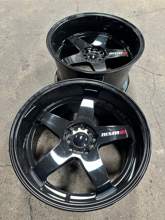 New 18x9.5 ET10 18x10.5 ET12 Nismo LMGT4 (4 wheels) Gloss Black 5X114.3