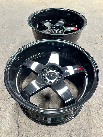 New 18x9.5 ET10 18x10.5 ET12 Nismo LMGT4 (4 wheels) Gloss Black 5X114.3