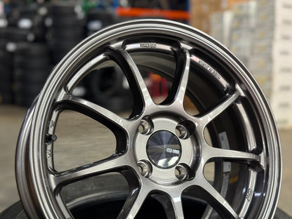 New 16X7 ET45 Enkei Racing PF09 Rim (4 wheel) Dark Silver 4X100