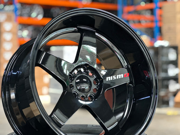 New 18x9.5 ET10 18x10.5 ET12 Nismo LMGT4 (4 wheels) Gloss Black 5X114.3
