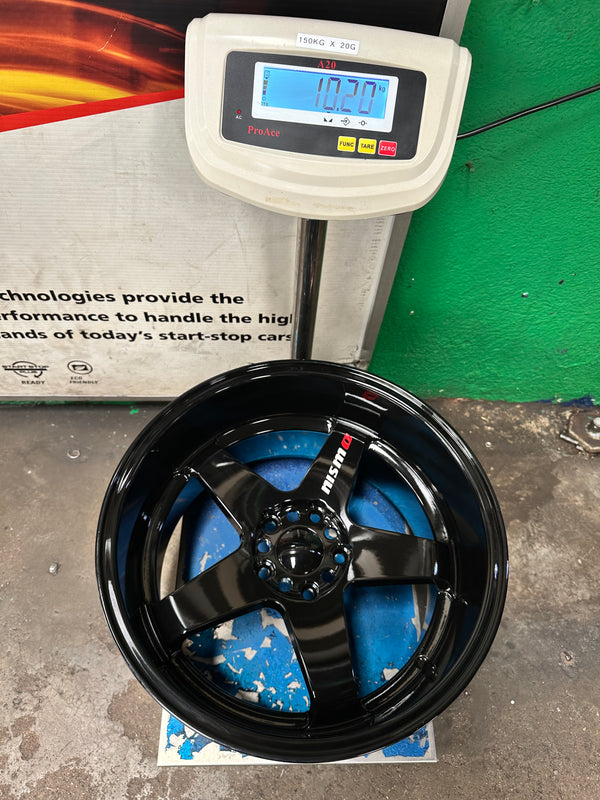 New 18x9.5 ET10 18x10.5 ET12 Nismo LMGT4 (4 wheels) Gloss Black 5X114.3