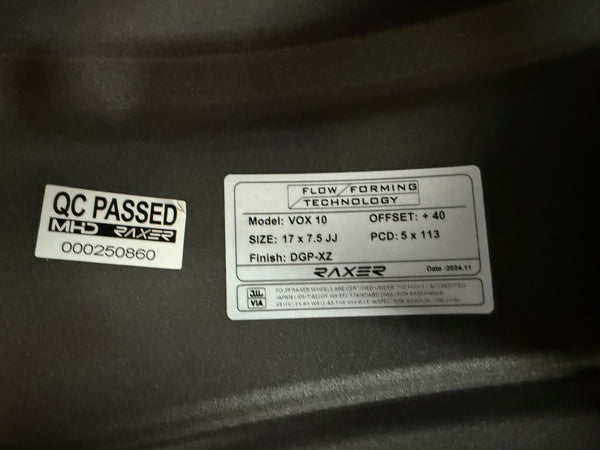 New 17X7.5 ET40 Raxer VOX10 Rim (4 wheel) Gunmetal 5X112