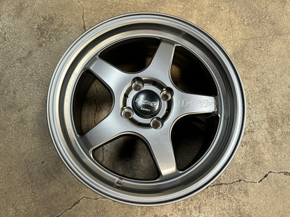 New 15X7 ET35 Lenso D1SF Flow Forming Rim (4 wheel) Matt Gunmetal 4X100