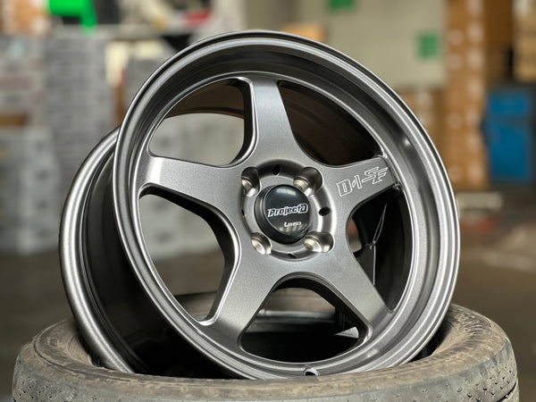 New 15X7 ET35 Lenso D1SF Flow Forming Rim (4 wheel) Matt Gunmetal 4X100