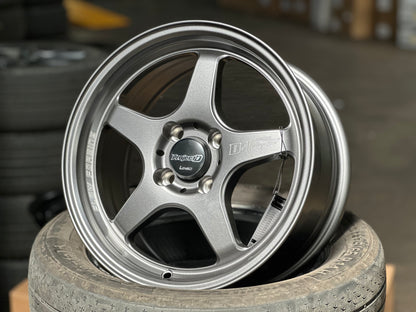 New 15X7 ET35 Lenso D1SF Flow Forming Rim (4 wheel) Matt Gunmetal 4X100