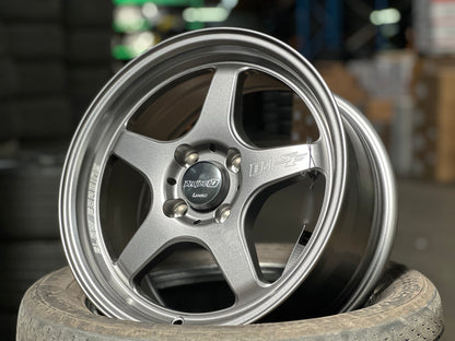 New 15X7 ET35 Lenso D1SF Flow Forming Rim (4 wheel) Matt Gunmetal 4X100