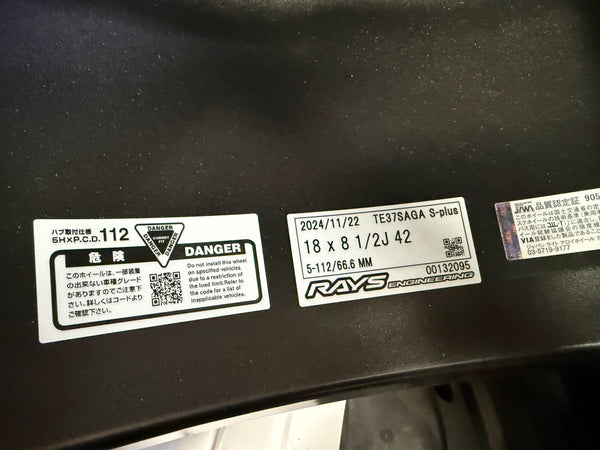 New 18x8.5 ET42 Rays Volk Racing TE37 SAGA S Plus Rim (4 wheel) 5X112