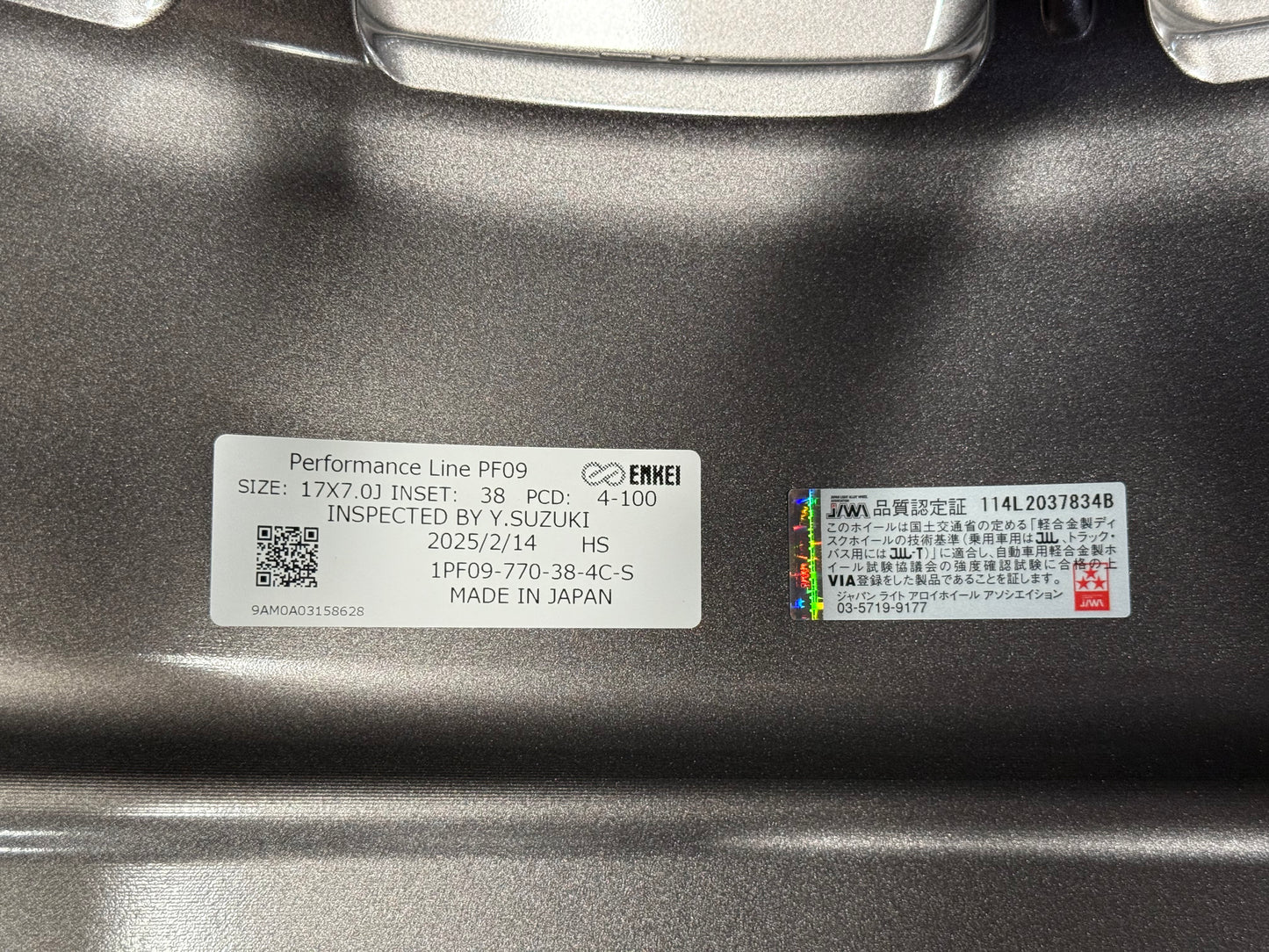 New 17X7 ET38 Enkei PF09 Rim (4 wheel) DARK SILVER 4X100