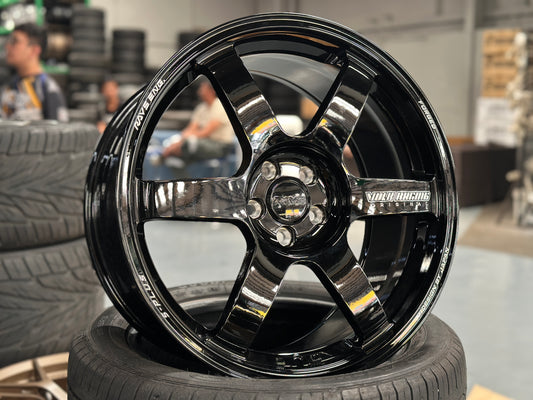 NEW 18X8.5 ET42 AOW TE37 Saga S Plus Rim (4 Wheel) Gloss Black 5X100