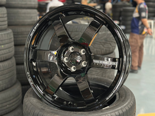 NEW 18X8.5 ET42 AOW TE37 Saga S Plus Rim (4 Wheel) Gloss Black 5X100