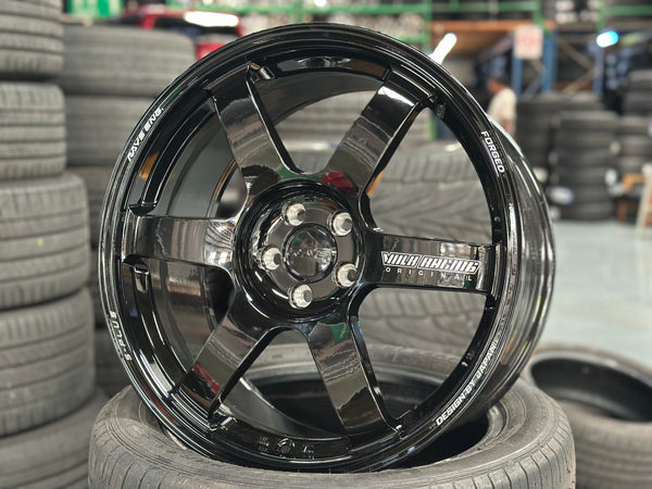 NEW 18X8.5 ET42 AOW TE37 Saga S Plus Rim (4 Wheel) Gloss Black 5X100