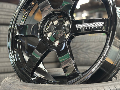 NEW 18X8.5 ET42 AOW TE37 Saga S Plus Rim (4 Wheel) Gloss Black 5X100