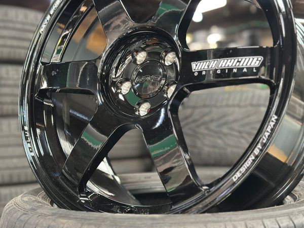 NEW 18X8.5 ET42 AOW TE37 Saga S Plus Rim (4 Wheel) Gloss Black 5X100