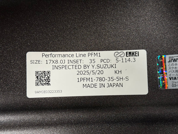 New 17x8 ET35 Enkei Racing PFM1 Japan (4 wheel) 5x114.3 Dark Silver