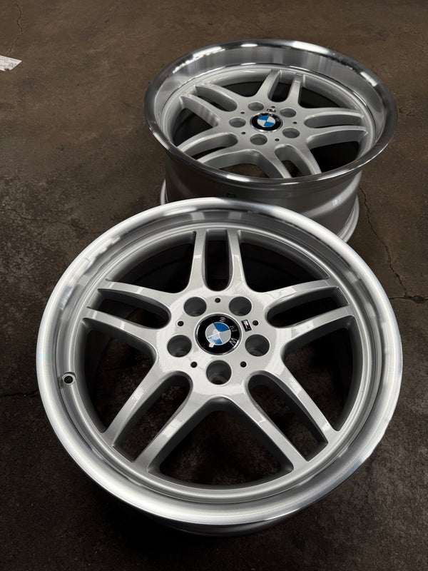 New 18x8 ET13 18x9.5 ET25 H20 BMW M Parallel (4 wheels) Silver Polished 5X120
