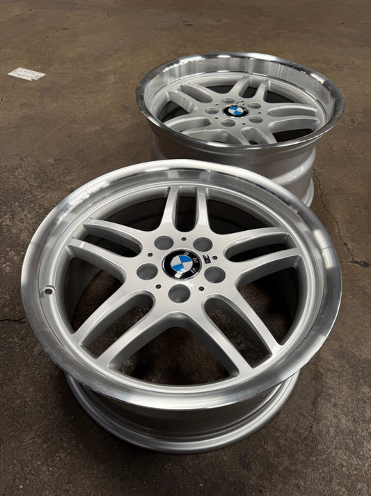 New 18x8 ET13 18x9.5 ET25 H20 BMW M Parallel (4 wheels) Silver Polished 5X120