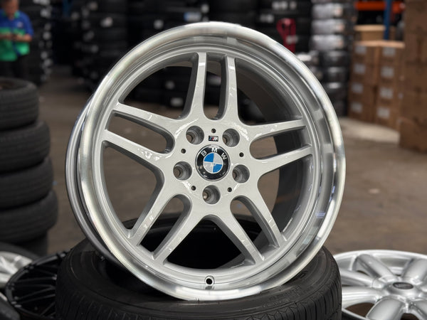 New 18x8 ET13 18x9.5 ET25 H20 BMW M Parallel (4 wheels) Silver Polished 5X120