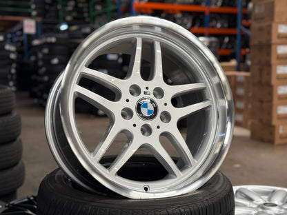 New 18x8 ET13 18x9.5 ET25 H20 BMW M Parallel (4 wheels) Silver Polished 5X120