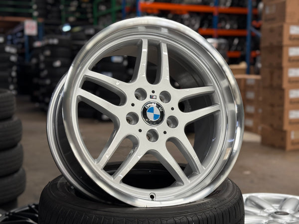 New 18x8 ET13 18x9.5 ET25 H20 BMW M Parallel (4 wheels) Silver Polished 5X120