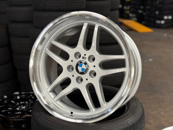 New 18x8 ET13 18x9.5 ET25 H20 BMW M Parallel (4 wheels) Silver Polished 5X120