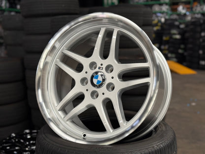 New 18x8 ET13 18x9.5 ET25 H20 BMW M Parallel (4 wheels) Silver Polished 5X120